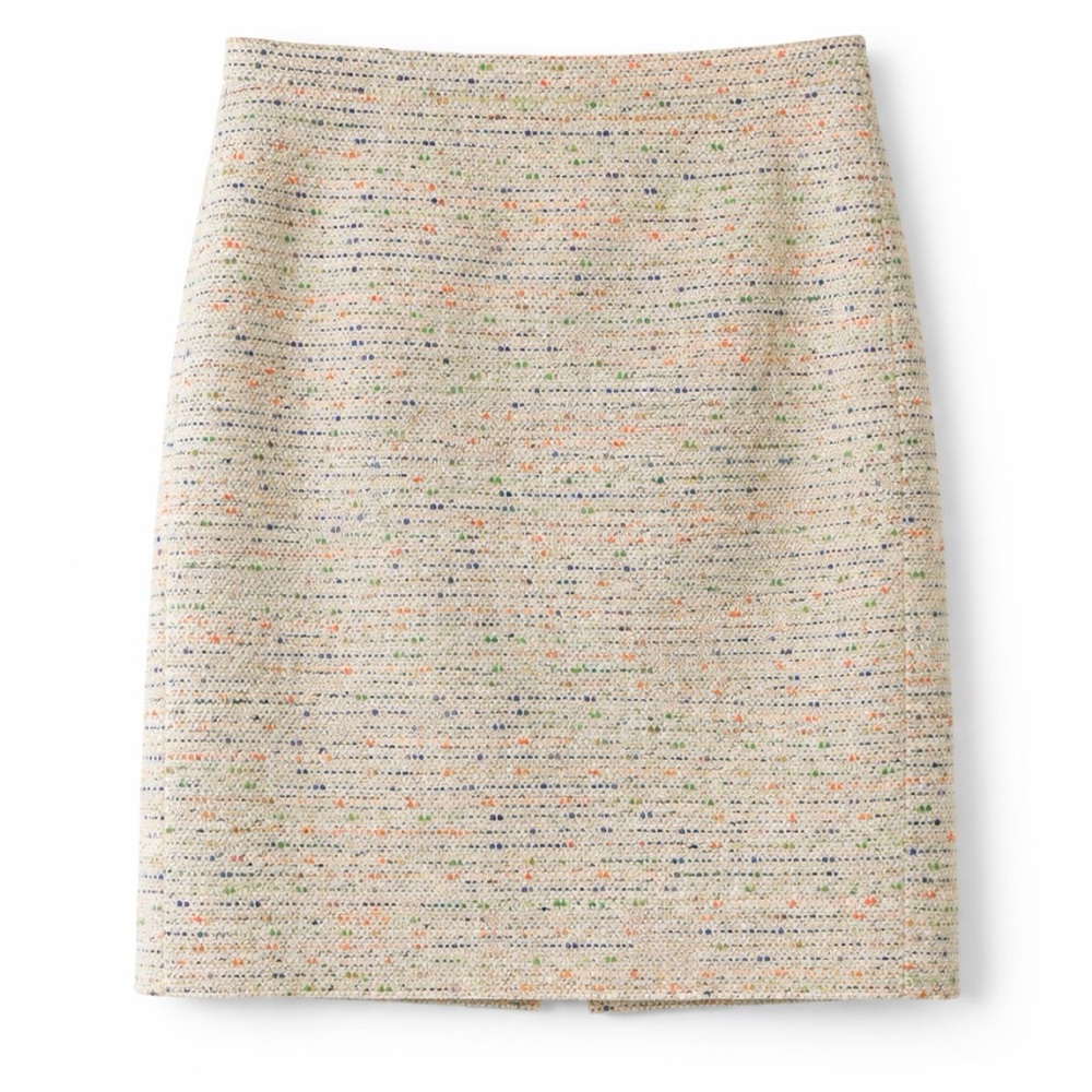 J. Crew Cream Tweed Pencil Skirt with Multicolor Speckle size 2